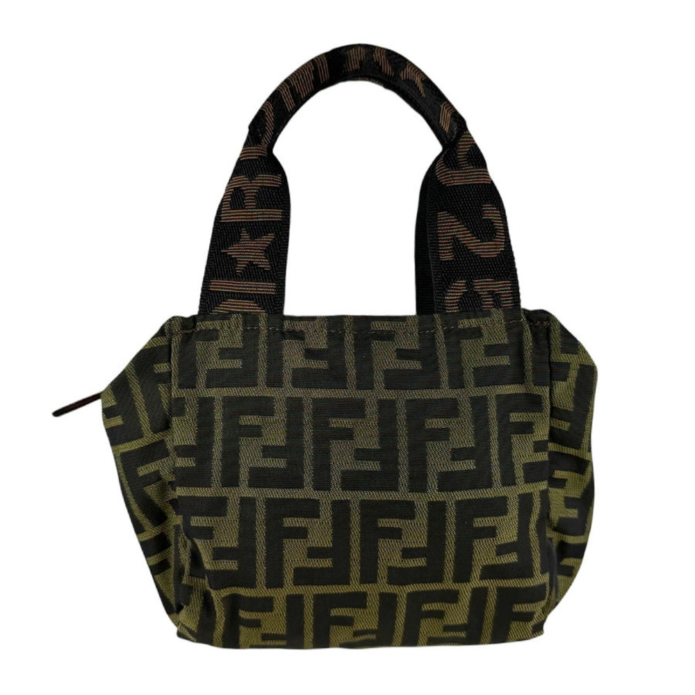 Fendi Zucca Canvas Handbag Khaki Green Black Brown
